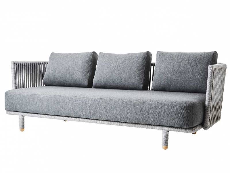 Cane-line Moments Lounge 3-Sitzer Sofa Grey, inkl. Kissensatz