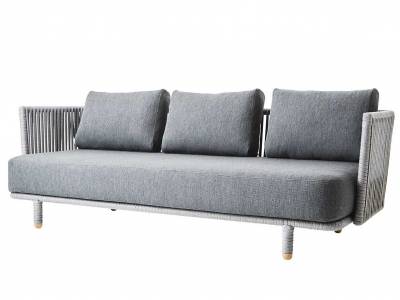 Cane-line Moments Lounge 3-Sitzer Sofa Grey, inkl. Kissensatz