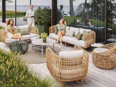 Cane-line Nest 3-Sitzer Sofa OUTDOOR inkl. Cane-line Natté Kissen m/Quickdry Foam