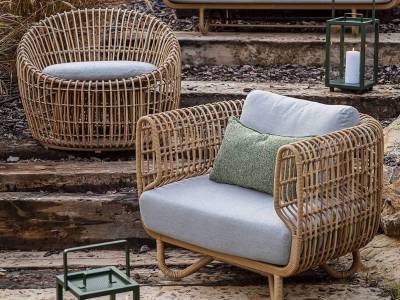 Cane-line Nest Round Sessel OUTDOOR inkl. Cane-line Air touch Kissen m/Quickdry Foam