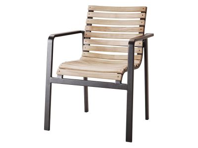 Cane-line PARC Stuhl mit Armlehne, Teak/Aluminium, stapelbar