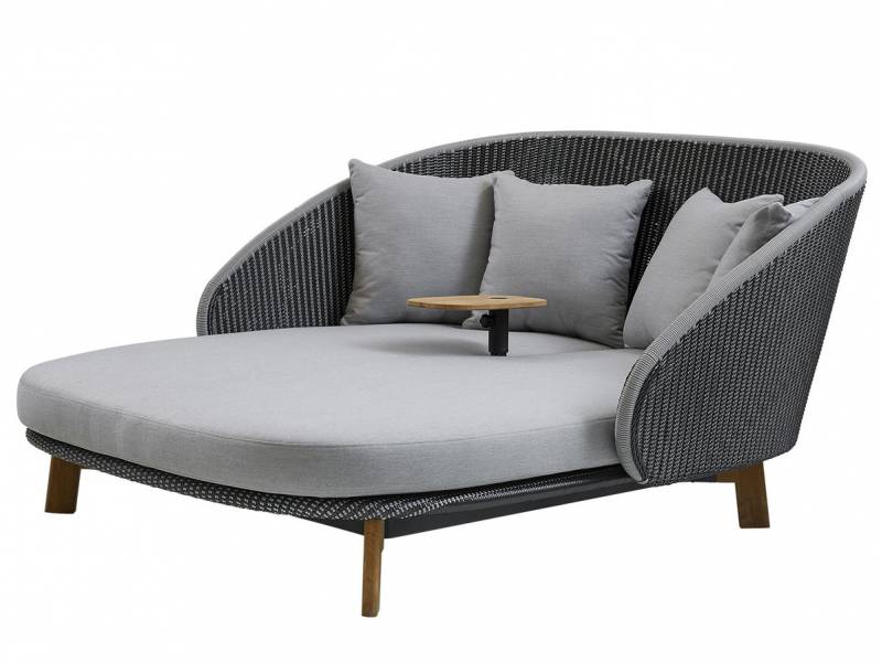 Cane-line Peacock Daybed m/Tisch, inkl. Kissen light grey, Cane-line Weave