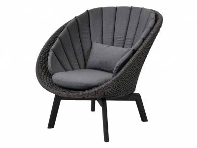 Cane-line Peacock Loungesessel Aluminium Beine, Dark grey, Cane-line Soft Rope