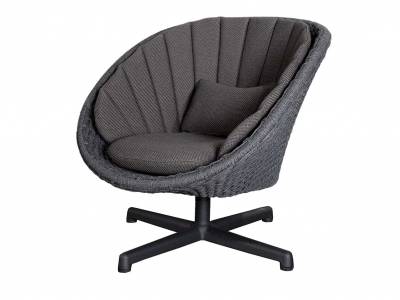 Cane-line Peacock Loungesessel drehbar m/Aluminium Beine, Dark grey, Cane-line Soft Rope