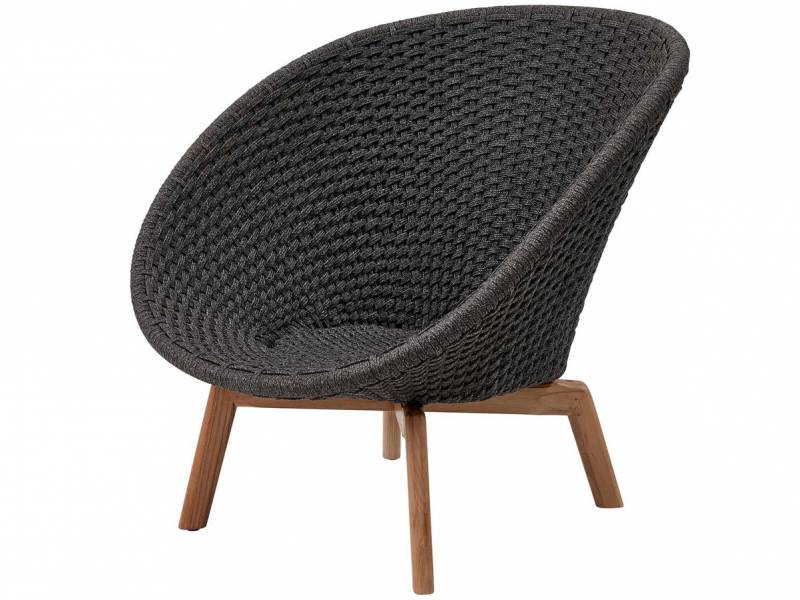 Cane-line Peacock Loungesessel m/Teak Beine, Cane-line Soft Rope Grey