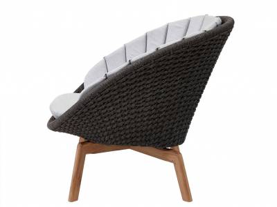 Cane-line Peacock Loungesessel m/Teak Beine, Cane-line Soft Rope Grey