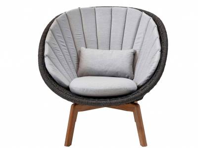 Cane-line Peacock Loungesessel m/Teak Beine, Cane-line Soft Rope Grey