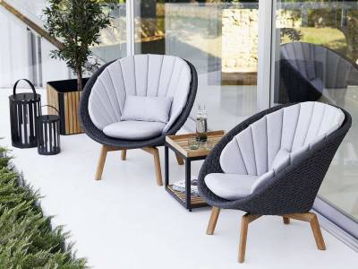 Cane-line Peacock Loungesessel m/Teak Beine, Cane-line Soft Rope Grey