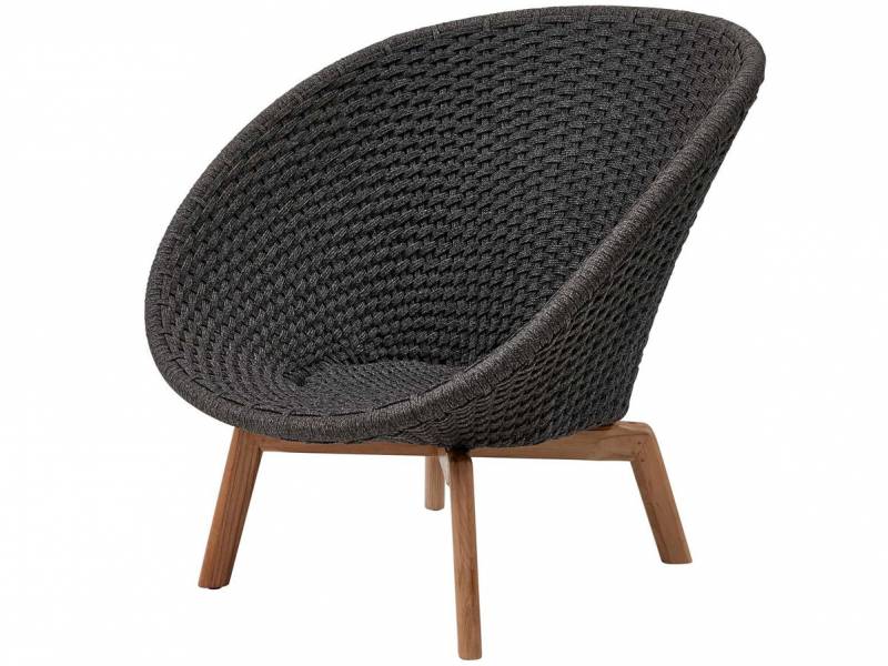 Cane-line Peacock Loungesessel m/Teak Beine, Cane-line Soft Rope Grey (5458)