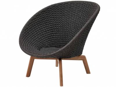 Cane-line Peacock Loungesessel m/Teak Beine, Cane-line Soft Rope Grey (5458)