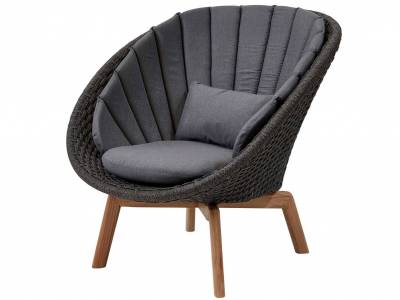 Cane-line Peacock Loungesessel m/Teak Beine, Cane-line Soft Rope Grey (5458)