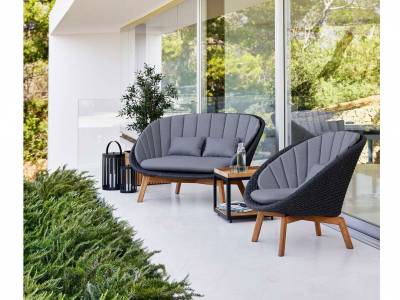 Cane-line Peacock Loungesessel m/Teak Beine, Cane-line Soft Rope Grey (5458)