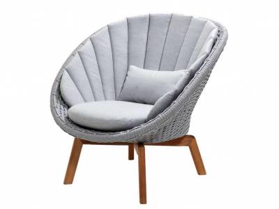 Cane-line Peacock Loungesessel m/Teak Beine, Cane-line Soft Rope Light Grey (5458)