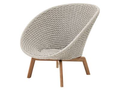 Cane-line Peacock Loungesessel m/Teak Beine, Cane-line Soft Rope Sand