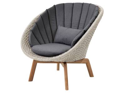 Cane-line Peacock Loungesessel m/Teak Beine, Cane-line Soft Rope Sand