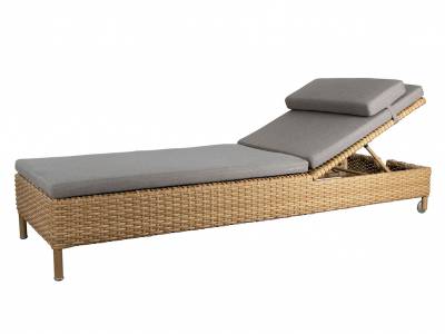 Cane-line Rest Sonnenliege, Single inklusive Kissen taupe mit Quick Dry & Airflow System