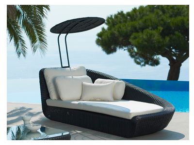 Cane-line Savannah Daybed Modul, links, schwarz inklusive Kissen mit Quick Dry & Airflow System