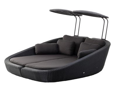 Cane-line Savannah Daybed Modul, links, schwarz inklusive Kissen mit Quick Dry & Airflow System