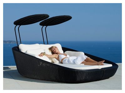 Cane-line Savannah Daybed Modul, links, schwarz inklusive Kissen mit Quick Dry & Airflow System