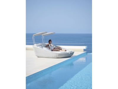 Cane-line Savannah Daybed Modul, links, Weiß-grau inklusive Kissen mit Quick Dry & Airflow System