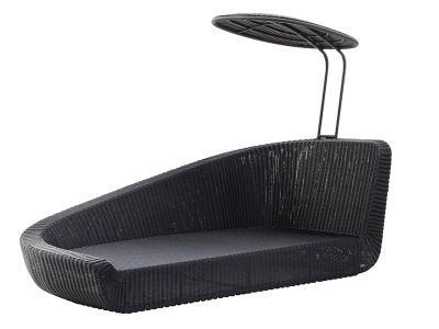 Cane-line Savannah Daybed Modul, rechts, schwarz inklusive Kissen mit Quick Dry & Airflow System