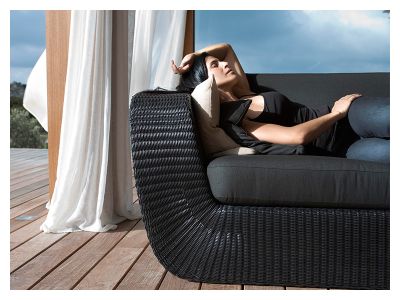 Cane-line Savannah Modulsofa, Eck, schwarz inklusive Kissen mit Quick Dry & Airflow System