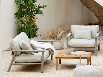 Cane-line Sticks Loungesessel, Alu, Taupe inklusive Kissen Sand