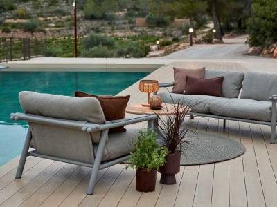 Cane-line Sticks Loungesessel, Alu, Taupe inklusive Kissen Sand