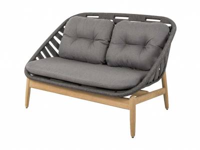 Cane-line Strington 2-Sitzer Sofa Cane-line Soft Rope, Dark grey / Teak incl. Grey Cane-line AirTouch Kissen Set