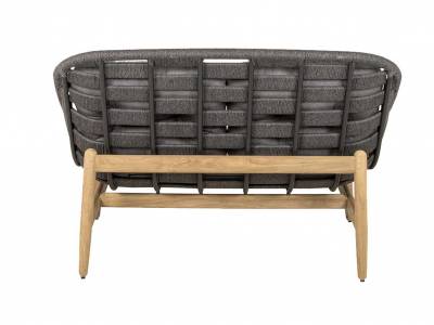 Cane-line Strington 2-Sitzer Sofa Cane-line Soft Rope, Dark grey / Teak incl. Grey Cane-line AirTouch Kissen Set