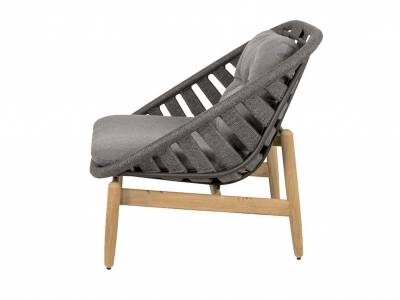 Cane-line Strington Loungesessel Cane-line Soft Rope, Dark grey / Teak incl. Grey Cane-line AirTouch Kissen Set