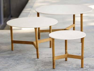 Cane-line Twist Couchtisch groß, teak mit Tischplatte Keramik rund 90 cm