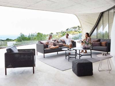 Cane-line Twist Couchtisch, large Lava Grey mit Tischplatte Keramik rund 90 cm