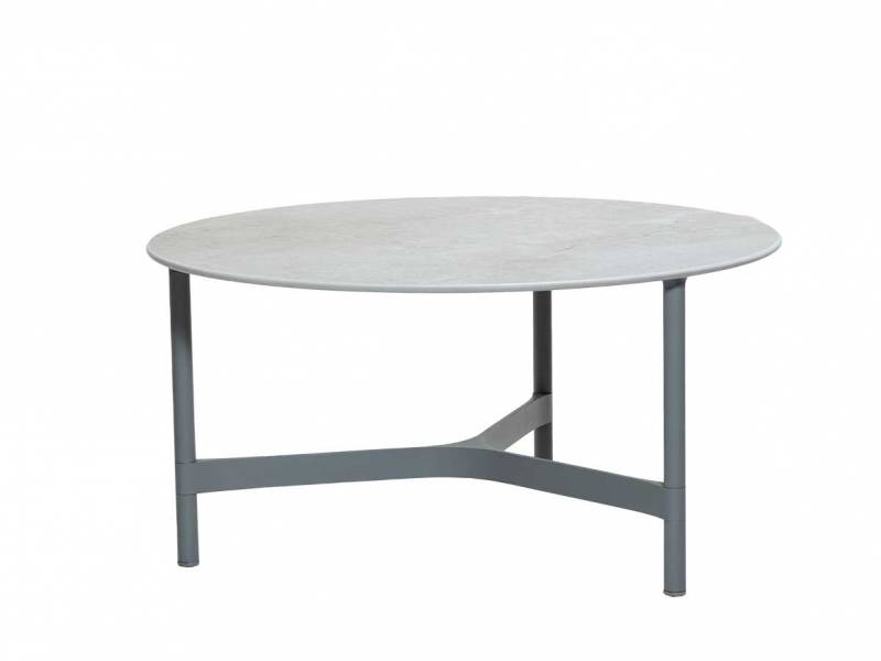 Cane-line Twist Couchtisch, large Light Grey mit Tischplatte Kompaktlaminat rund 90 cm