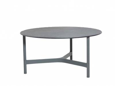 Cane-line Twist Couchtisch, large Light Grey mit Tischplatte Kompaktlaminat rund 90 cm