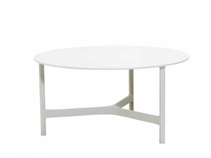 Cane-line Twist Couchtisch, large White mit Tischplatte Keramik rund 90 cm