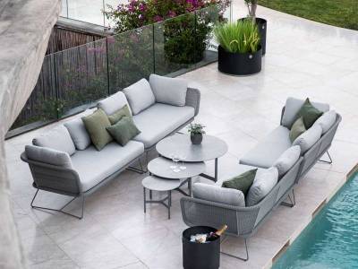 Cane-line Twist Couchtisch, large White mit Tischplatte Keramik rund 90 cm