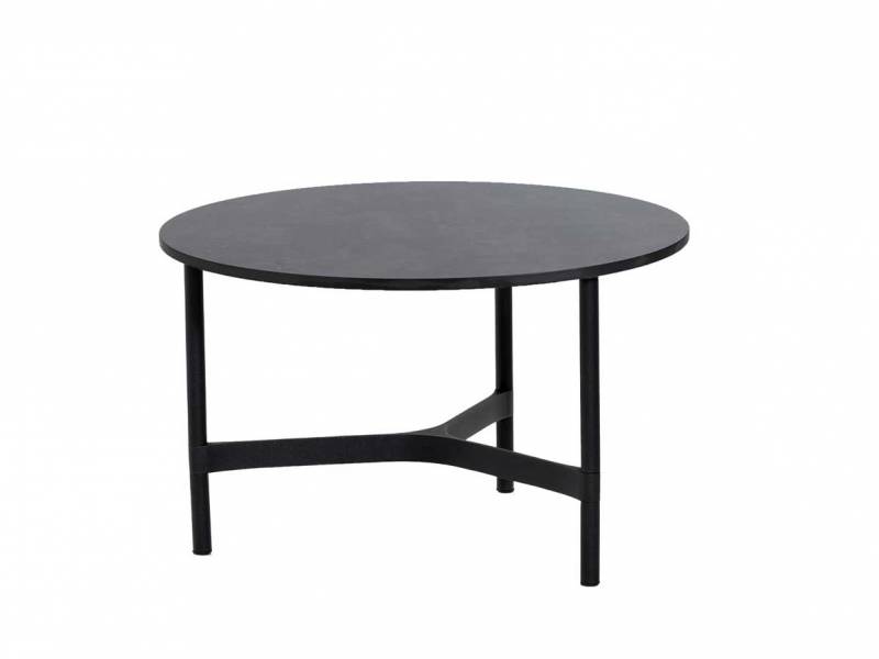 Cane-line Twist Couchtisch, medium, Lava Grey mit Tischplatte Keramik rund 70 cm