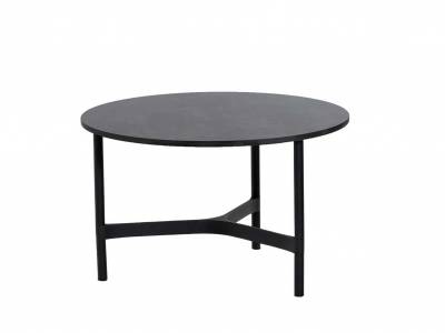 Cane-line Twist Couchtisch, medium, Lava Grey mit Tischplatte Keramik rund 70 cm