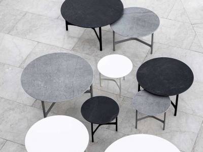 Cane-line Twist Couchtisch, medium, Lava Grey mit Tischplatte Keramik rund 70 cm