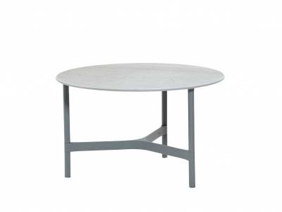 Cane-line Twist Couchtisch, medium, Light Grey mit Tischplatte Kompaktlaminat rund 70 cm