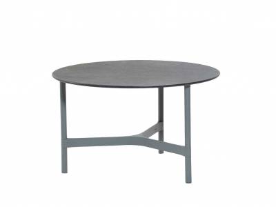 Cane-line Twist Couchtisch, medium, Light Grey mit Tischplatte Kompaktlaminat rund 70 cm