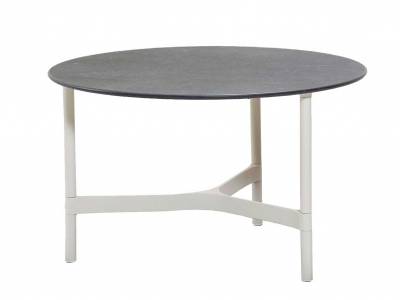 Cane-line Twist Couchtisch, medium, Sand mit Tischplatte Keramik rund 70 cm