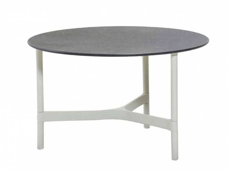 Cane-line Twist Couchtisch, medium, White mit Tischplatte Keramik rund 70 cm