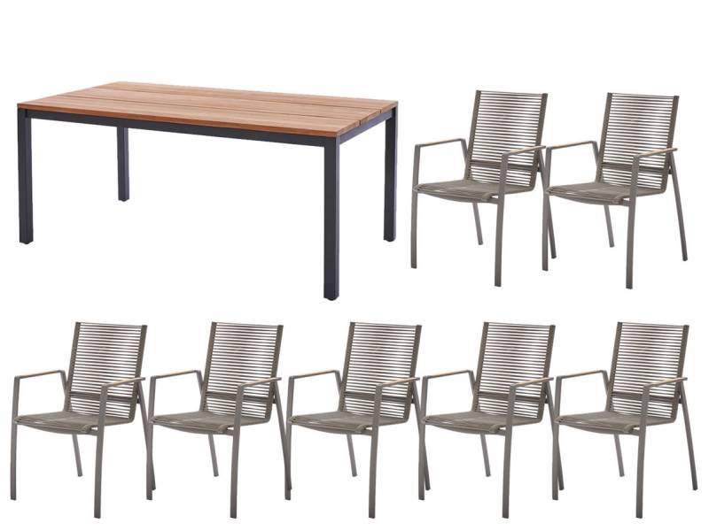 Diamond Garden Dining-Set: Tisch Ravenna 210 x 100 cm + 8 x Valencia Stapelstuhl zum Sonderpreis