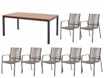 Diamond Garden Dining-Set: Tisch Ravenna 210 x 100 cm + 8 x Valencia Stapelstuhl zum Sonderpreis