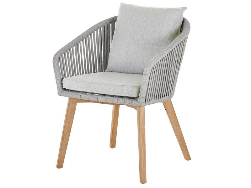 Diamond Garden Kos Stuhl, Dark Grey Teak inkl. Sitzkissen- & Rückenkissen