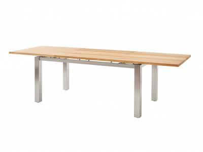 Diamond Garden Levanto Ausziehtisch 3 Planken, 170–270×90 cm, Edelstahl, Recycled Teak Natur