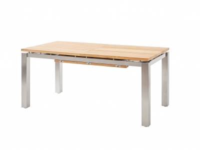 Diamond Garden Levanto Ausziehtisch 3 Planken, 170–270×90 cm, Edelstahl, Recycled Teak Natur