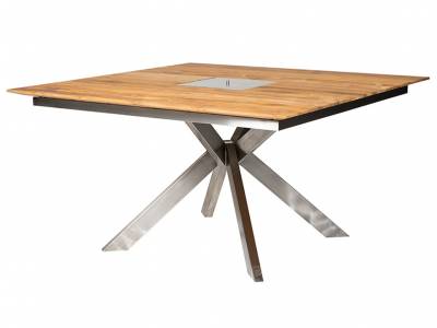 Diamond Garden Lyon Quattro Tisch, Edelstahl, Recycled Teak